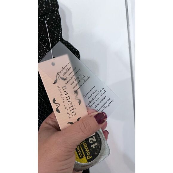 NANETTE LEPORE WOMEN PANT LEGGINGS BLACK SILVER SPECKLE SZ XL NEW - Picture 6 of 11